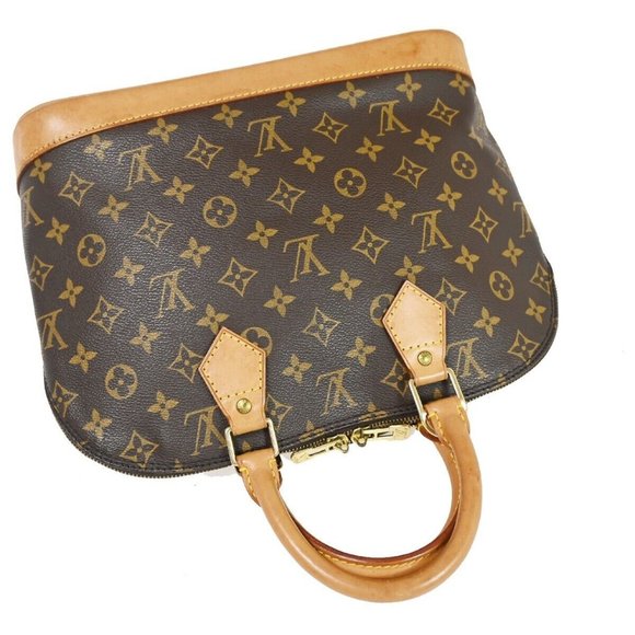 LOUIS VUITTON LV Logo Alma Hand Bag Monogram Leather Brown France - Picture 6 of 16